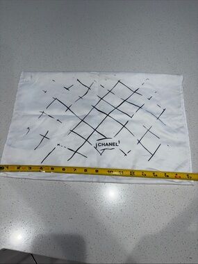 CHANEL White and Black Grid Sketch Dust Cover Bag